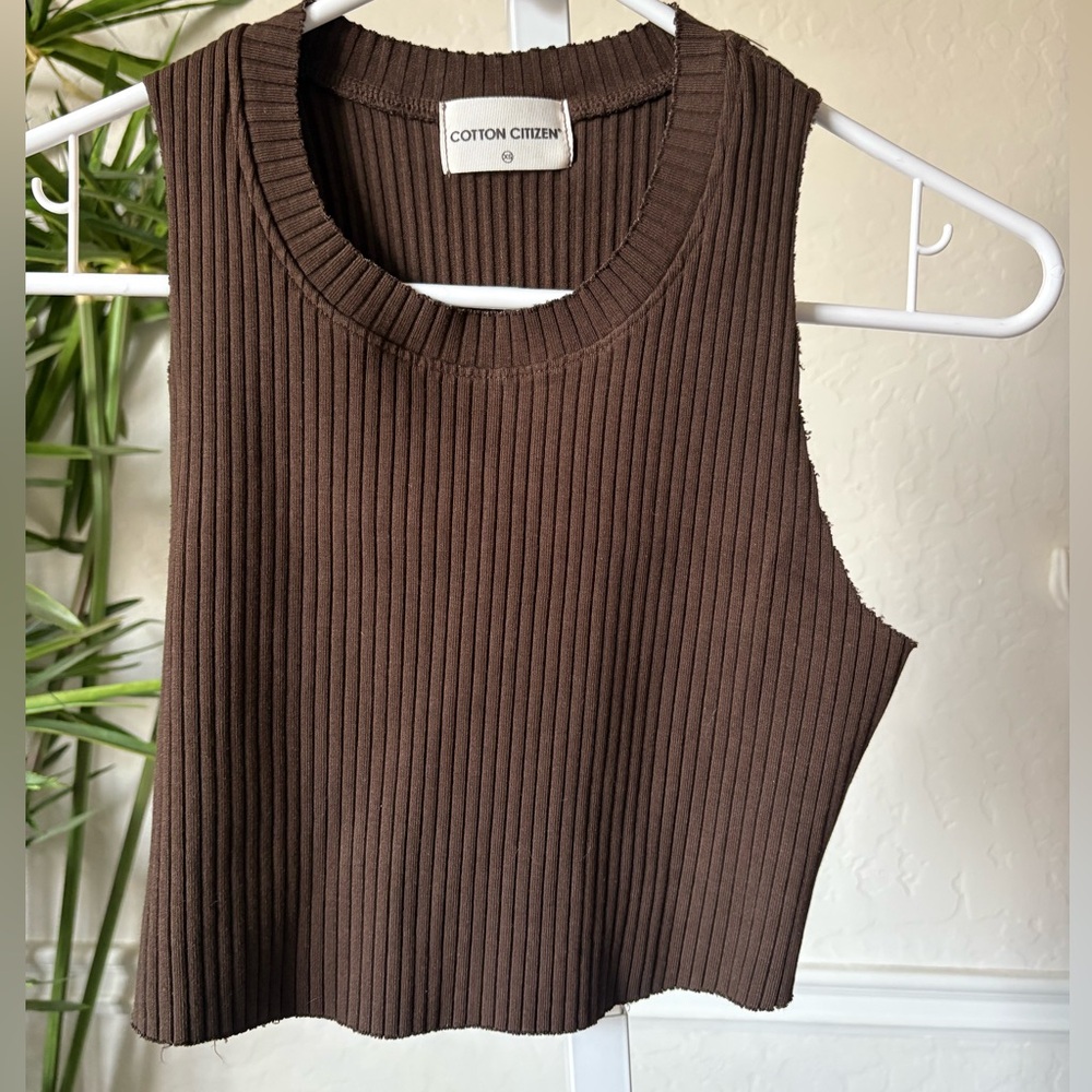 Cotton Citizen Chocolate Ribbed Tank Top